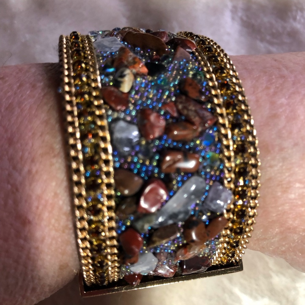 Gorgeous Artisan Gemstone & Leather Bracelet - Picture 5 of 11